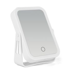 1Pc 10X Magnifying Lighted Makeup Mirror Double Sided Travel Makeup Mirror With 3 Light Colors Touch Screen USB Rechargeable (Color: White)